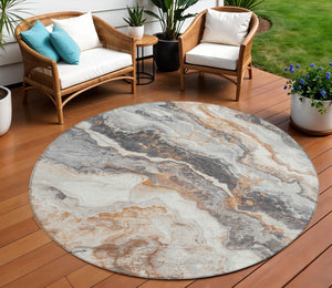 Homeroots 3' Botanical Leaves Washable Area Rug – Stylish Indoor Outdoor Accent For Home & Patio Spaces Silver Polyester 618432