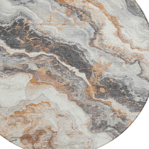 Homeroots 3' Botanical Leaves Washable Area Rug – Stylish Indoor Outdoor Accent For Home & Patio Spaces Silver Polyester 618432