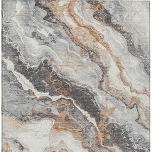 Homeroots 3' Botanical Leaves Washable Area Rug – Stylish Indoor Outdoor Accent For Home & Patio Spaces Silver Polyester 618433