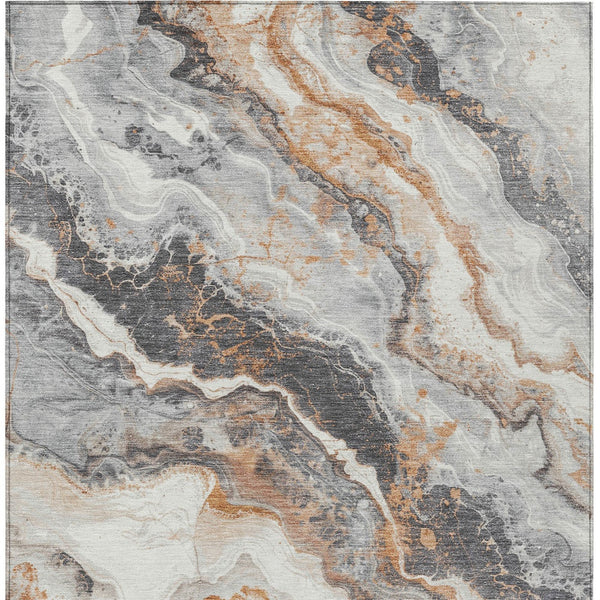 Homeroots 3' Botanical Leaves Washable Area Rug – Stylish Indoor Outdoor Accent For Home & Patio Spaces Silver Polyester 618433