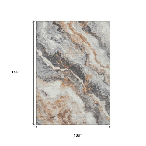 Homeroots 3' Botanical Leaves Washable Area Rug – Stylish Indoor Outdoor Accent For Home & Patio Spaces Silver Polyester 618434