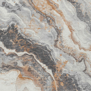 Homeroots 3' Botanical Leaves Washable Area Rug – Stylish Indoor Outdoor Accent For Home & Patio Spaces Silver Polyester 618435