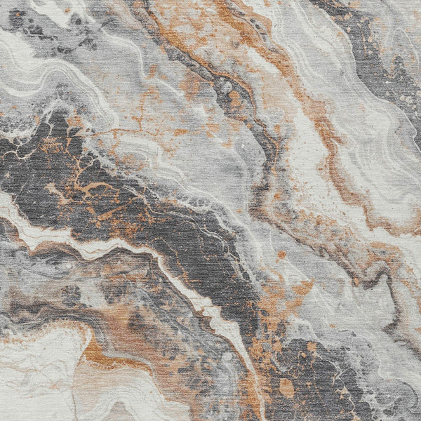 Homeroots 3' Botanical Leaves Washable Area Rug – Stylish Indoor Outdoor Accent For Home & Patio Spaces Silver Polyester 618435