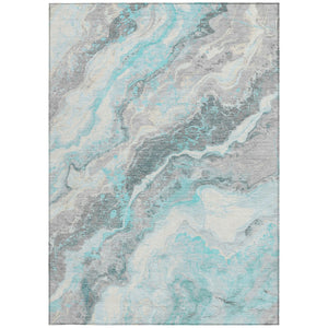 Homeroots 3' Botanical Leaves Washable Area Rug – Stylish Indoor Outdoor Accent For Home & Patio Spaces Teal Polyester 618436