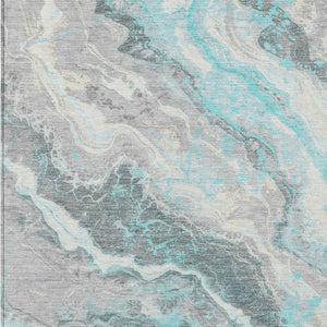 Homeroots 3' Botanical Leaves Washable Area Rug – Stylish Indoor Outdoor Accent For Home & Patio Spaces Teal Polyester 618437