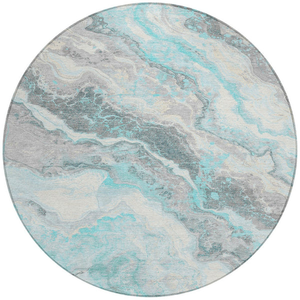 Homeroots 3' Botanical Leaves Washable Area Rug – Stylish Indoor Outdoor Accent For Home & Patio Spaces Teal Polyester 618438