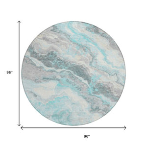 Homeroots 3' Botanical Leaves Washable Area Rug – Stylish Indoor Outdoor Accent For Home & Patio Spaces Teal Polyester 618438