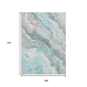 Homeroots 3' Botanical Leaves Washable Area Rug – Stylish Indoor Outdoor Accent For Home & Patio Spaces Teal Polyester 618440