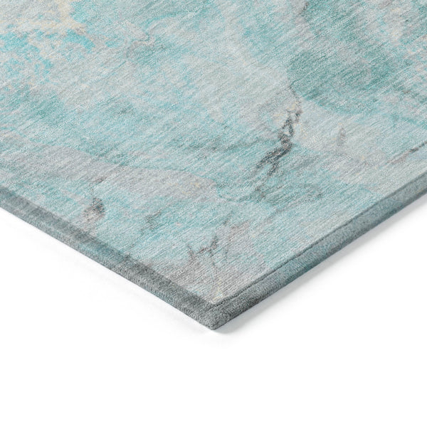 Homeroots 3' Botanical Leaves Washable Area Rug – Stylish Indoor Outdoor Accent For Home & Patio Spaces Teal Polyester 618441
