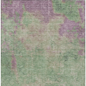 Homeroots 3' X 5' Abstract Artichoke Green And Eggplant Washable Area Rug For Indoor And Outdoor Use Aloe Polyester 618442