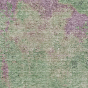 Homeroots 3' X 5' Abstract Artichoke Green And Eggplant Washable Area Rug For Indoor And Outdoor Use Aloe Polyester 618442