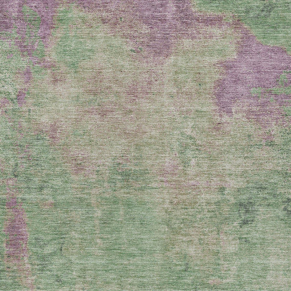 Homeroots 3' X 5' Abstract Artichoke Green And Eggplant Washable Area Rug For Indoor And Outdoor Use Aloe Polyester 618442