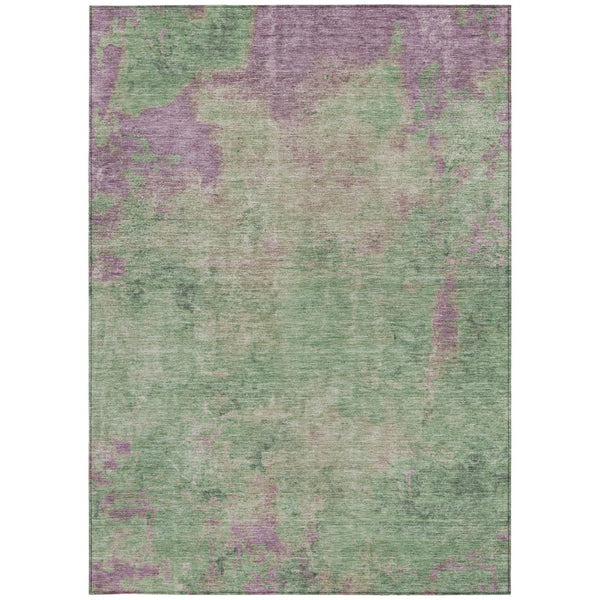 Homeroots 3' X 5' Abstract Artichoke Green And Eggplant Washable Area Rug For Indoor And Outdoor Use Aloe Polyester 618443