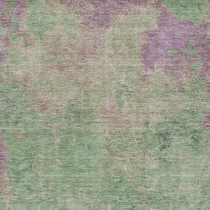 Homeroots 3' X 5' Abstract Artichoke Green And Eggplant Washable Area Rug For Indoor And Outdoor Use Aloe Polyester 618443