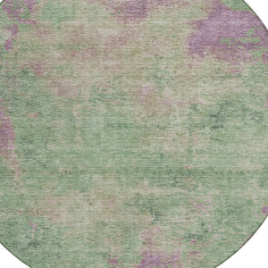 Homeroots 3' X 5' Abstract Artichoke Green And Eggplant Washable Area Rug For Indoor And Outdoor Use Aloe Polyester 618444