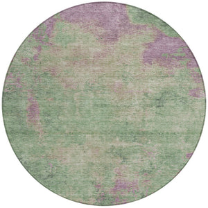 Homeroots 3' X 5' Abstract Artichoke Green And Eggplant Washable Area Rug For Indoor And Outdoor Use Aloe Polyester 618444