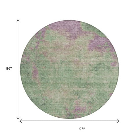Homeroots 3' X 5' Abstract Artichoke Green And Eggplant Washable Area Rug For Indoor And Outdoor Use Aloe Polyester 618444