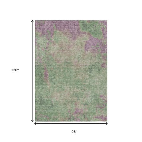 Homeroots 3' X 5' Abstract Artichoke Green And Eggplant Washable Area Rug For Indoor And Outdoor Use Aloe Polyester 618445