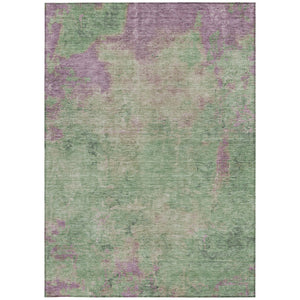 Homeroots 3' X 5' Abstract Artichoke Green And Eggplant Washable Area Rug For Indoor And Outdoor Use Aloe Polyester 618446