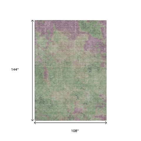 Homeroots 3' X 5' Abstract Artichoke Green And Eggplant Washable Area Rug For Indoor And Outdoor Use Aloe Polyester 618446