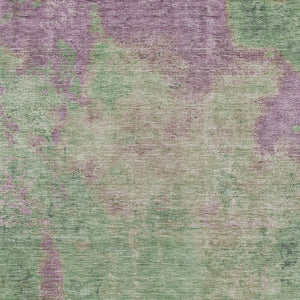 Homeroots 3' X 5' Abstract Artichoke Green And Eggplant Washable Area Rug For Indoor And Outdoor Use Aloe Polyester 618446
