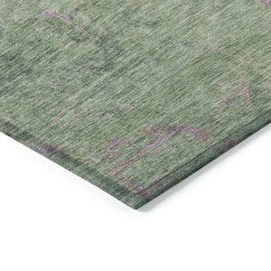 Homeroots 3' X 5' Abstract Artichoke Green And Eggplant Washable Area Rug For Indoor And Outdoor Use Aloe Polyester 618447
