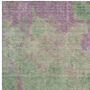 Homeroots 3' X 5' Abstract Artichoke Green And Eggplant Washable Area Rug For Indoor And Outdoor Use Aloe Polyester 618447
