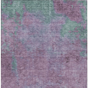 Homeroots 3' X 5' Abstract Artichoke Green And Eggplant Washable Area Rug For Indoor And Outdoor Use Lavender Polyester 618448