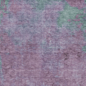 Homeroots 3' X 5' Abstract Artichoke Green And Eggplant Washable Area Rug For Indoor And Outdoor Use Lavender Polyester 618448