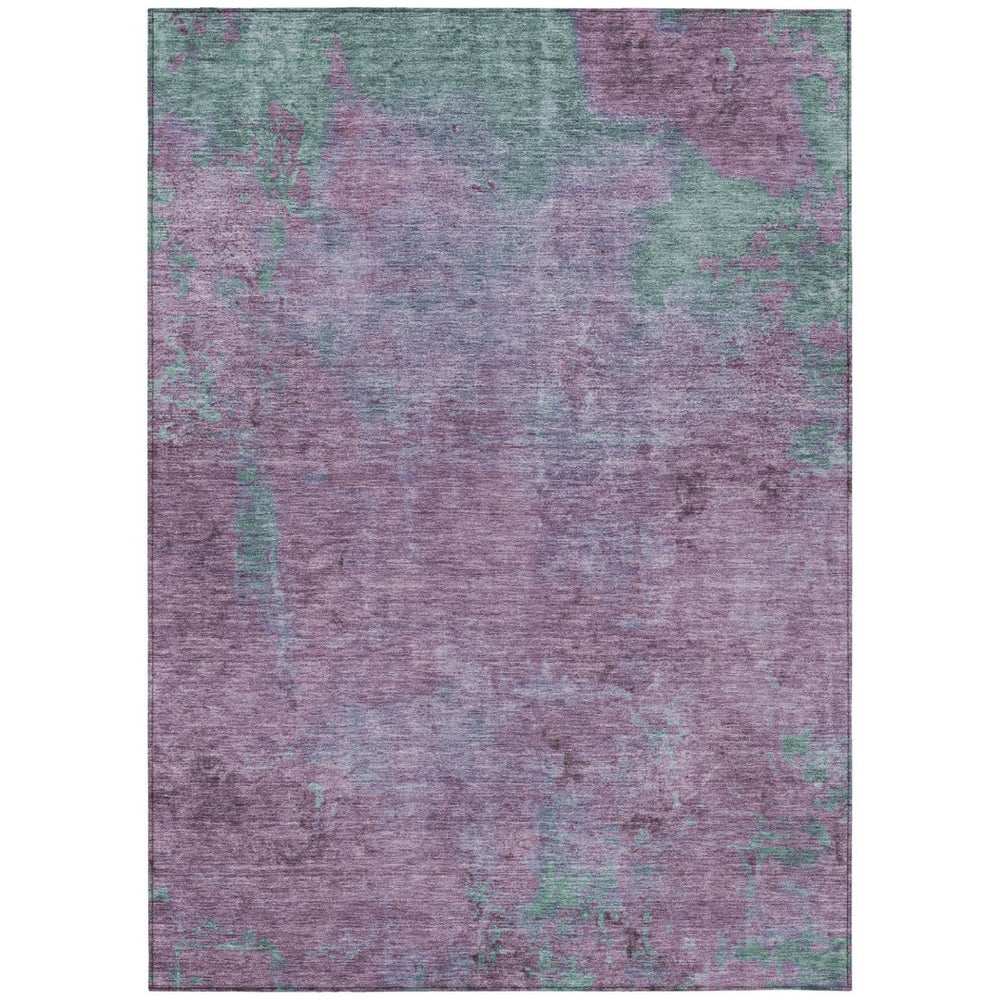 HomeRoots 5' Colorful Abstract Washable Area Rug in Lavender and Teal Blue for Indoor and Outdoor Spaces 5' X 8' 618449