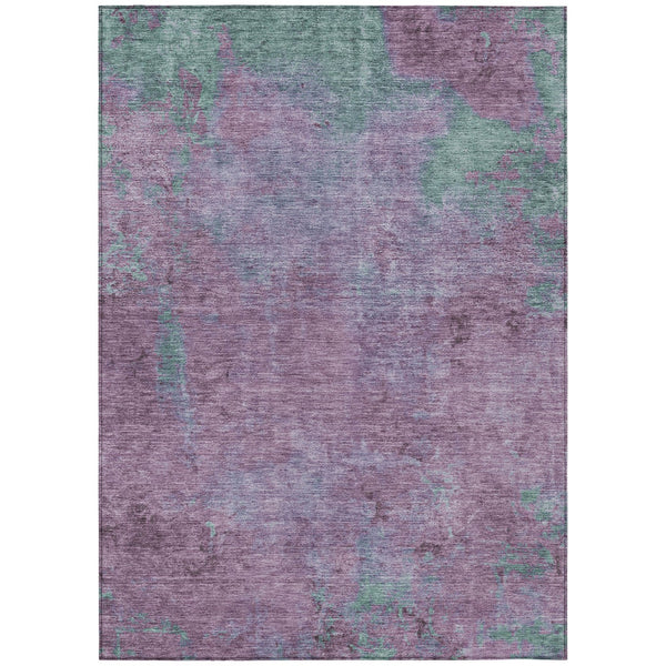 Homeroots 3' X 5' Abstract Artichoke Green And Eggplant Washable Area Rug For Indoor And Outdoor Use Lavender Polyester 618449