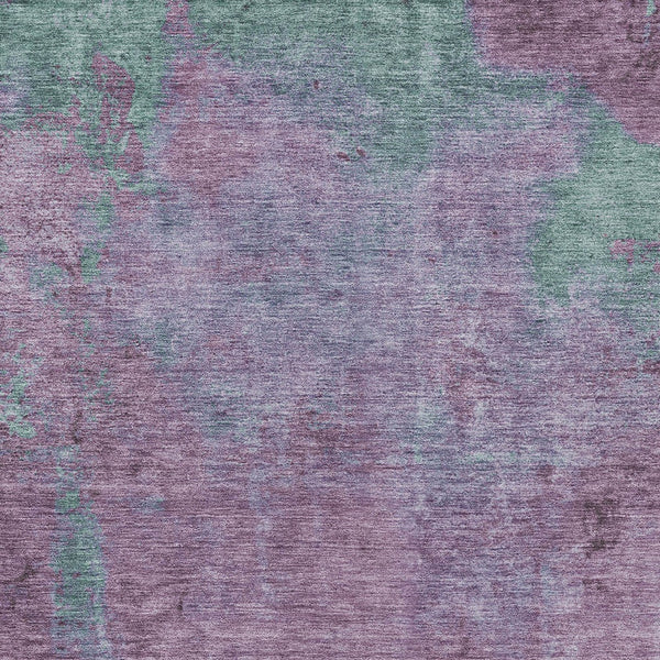 Homeroots 3' X 5' Abstract Artichoke Green And Eggplant Washable Area Rug For Indoor And Outdoor Use Lavender Polyester 618449