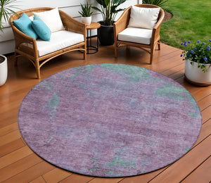 Homeroots 3' X 5' Abstract Artichoke Green And Eggplant Washable Area Rug For Indoor And Outdoor Use Lavender Polyester 618450