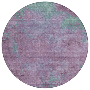 HomeRoots 5' Colorful Abstract Washable Area Rug in Lavender and Teal Blue for Indoor and Outdoor Spaces 8' Round 618450