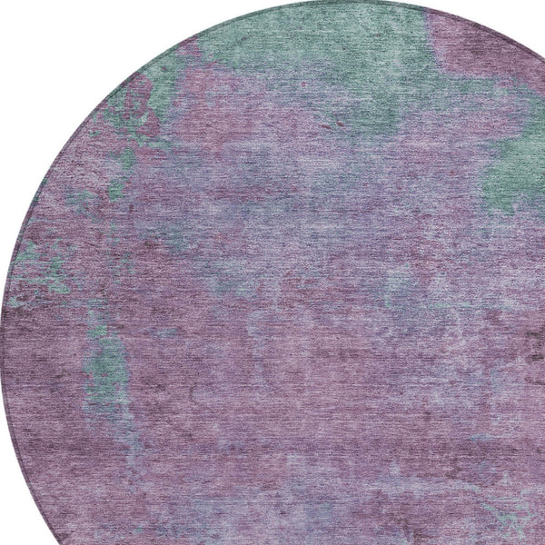 Homeroots 3' X 5' Abstract Artichoke Green And Eggplant Washable Area Rug For Indoor And Outdoor Use Lavender Polyester 618450