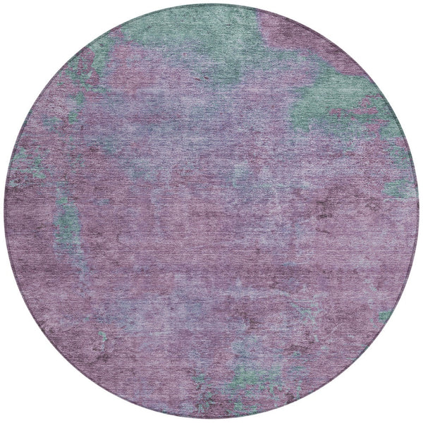 Homeroots 3' X 5' Abstract Artichoke Green And Eggplant Washable Area Rug For Indoor And Outdoor Use Lavender Polyester 618450
