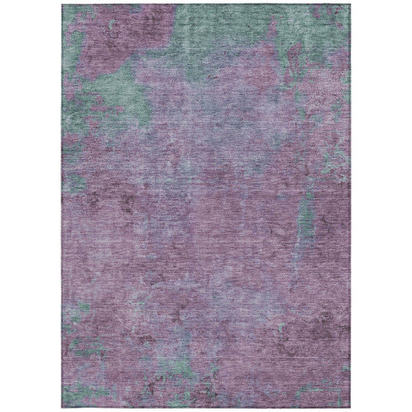 Homeroots 3' X 5' Abstract Artichoke Green And Eggplant Washable Area Rug For Indoor And Outdoor Use Lavender Polyester 618452