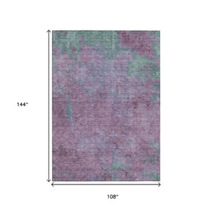 Homeroots 3' X 5' Abstract Artichoke Green And Eggplant Washable Area Rug For Indoor And Outdoor Use Lavender Polyester 618452