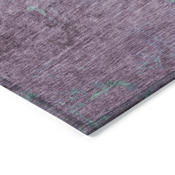 Homeroots 3' X 5' Abstract Artichoke Green And Eggplant Washable Area Rug For Indoor And Outdoor Use Lavender Polyester 618452