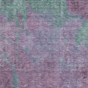 Homeroots 3' X 5' Abstract Artichoke Green And Eggplant Washable Area Rug For Indoor And Outdoor Use Lavender Polyester 618452