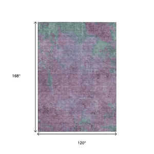 Homeroots 3' X 5' Abstract Artichoke Green And Eggplant Washable Area Rug For Indoor And Outdoor Use Lavender Polyester 618453