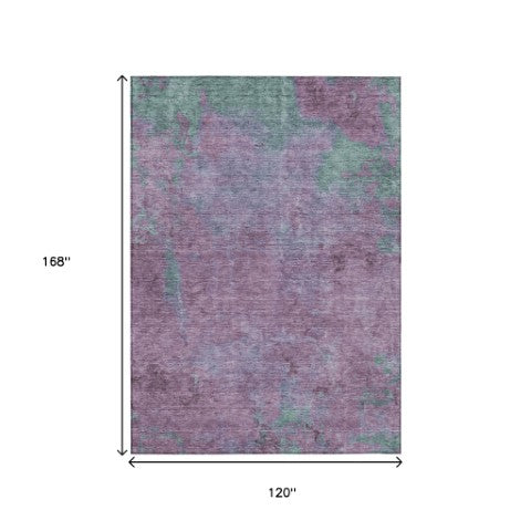 Homeroots 3' X 5' Abstract Artichoke Green And Eggplant Washable Area Rug For Indoor And Outdoor Use Lavender Polyester 618453