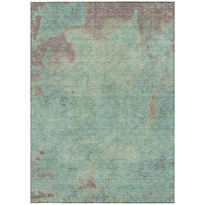 Homeroots 3' X 5' Abstract Artichoke Green And Eggplant Washable Area Rug For Indoor And Outdoor Use Seafoam Polyester 618454