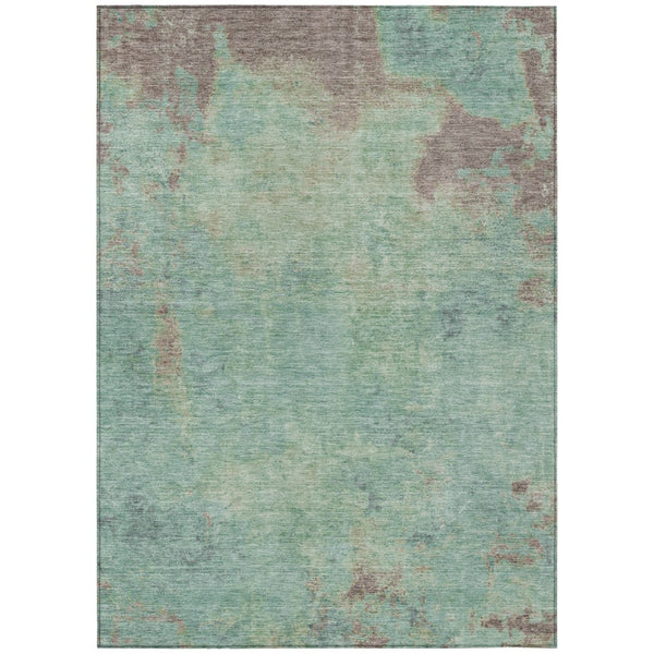 HomeRoots 5' Pale Aqua and Taupe Abstract Washable Area Rug for Stylish Indoor/Outdoor Living Spaces 5' X 8' 618455