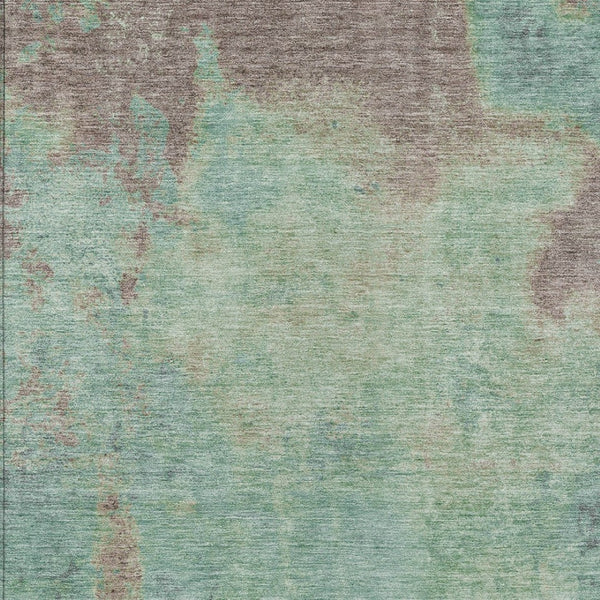 Homeroots 3' X 5' Abstract Artichoke Green And Eggplant Washable Area Rug For Indoor And Outdoor Use Seafoam Polyester 618455