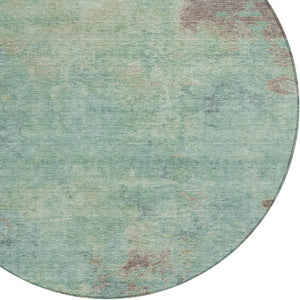 Homeroots 3' X 5' Abstract Artichoke Green And Eggplant Washable Area Rug For Indoor And Outdoor Use Seafoam Polyester 618456