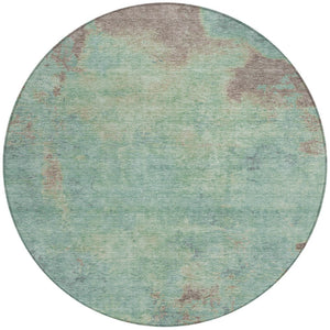 Homeroots 3' X 5' Abstract Artichoke Green And Eggplant Washable Area Rug For Indoor And Outdoor Use Seafoam Polyester 618456