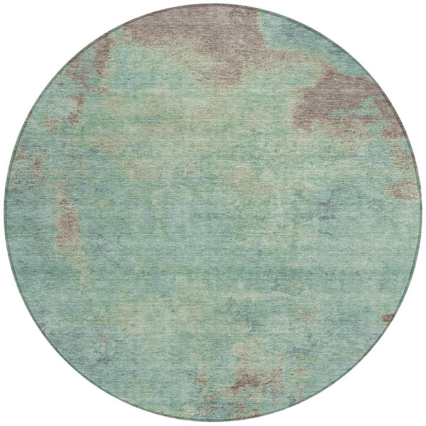 Homeroots 3' X 5' Abstract Artichoke Green And Eggplant Washable Area Rug For Indoor And Outdoor Use Seafoam Polyester 618456