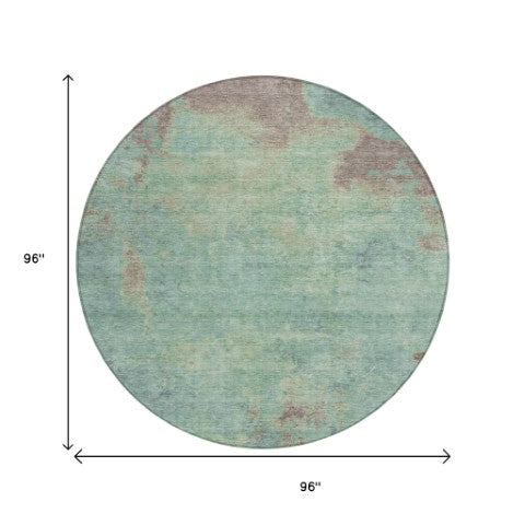 Homeroots 3' X 5' Abstract Artichoke Green And Eggplant Washable Area Rug For Indoor And Outdoor Use Seafoam Polyester 618456