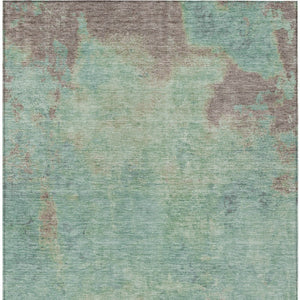 Homeroots 3' X 5' Abstract Artichoke Green And Eggplant Washable Area Rug For Indoor And Outdoor Use Seafoam Polyester 618457